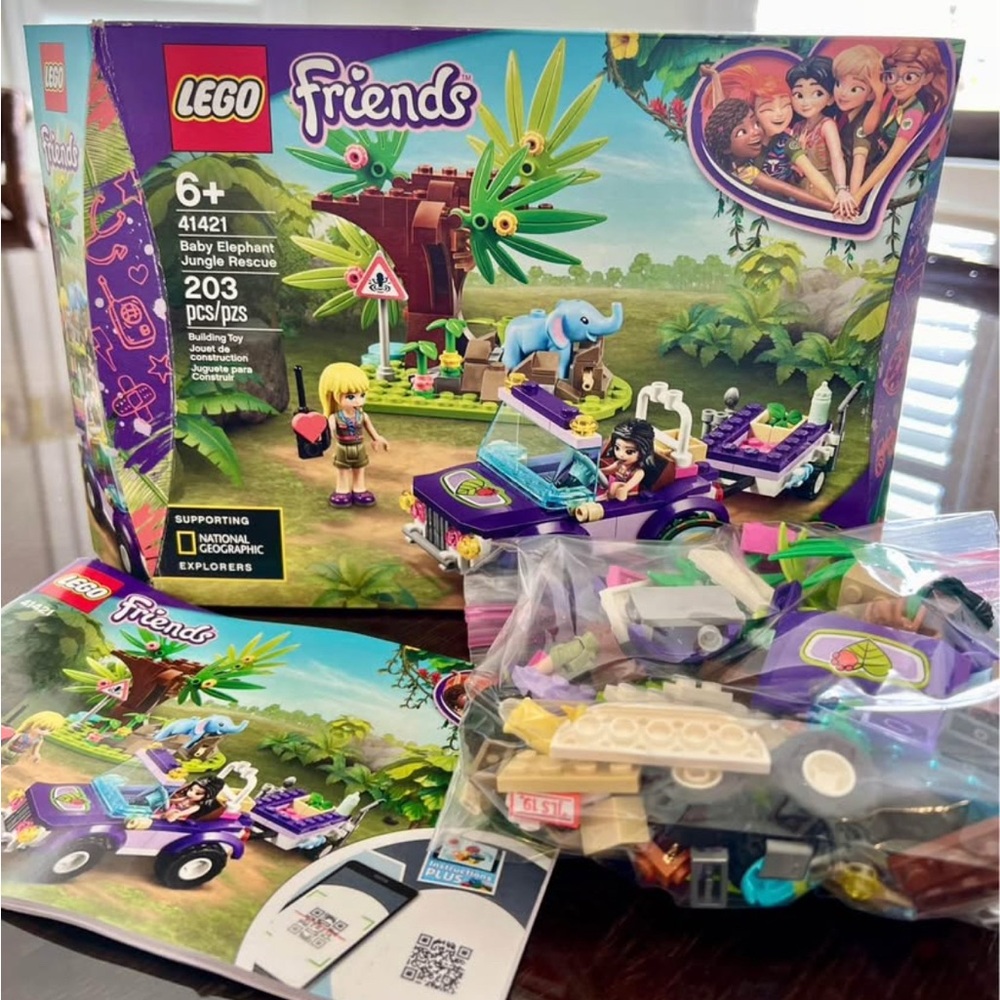 Lego Purple and Green Building Set with Baby Elephant Rescue